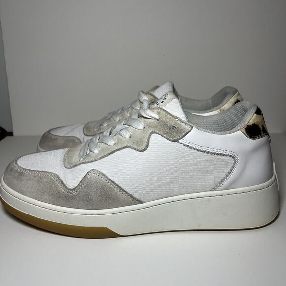 Loeffler Randall Kiera Platform Sneaker 9 Leather Suede Leopard Calf Hair Shoes - Picture 5 of 11